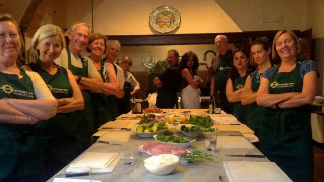 Our small group class is getting ready to make a myriad of delicious local Tuscan dishes